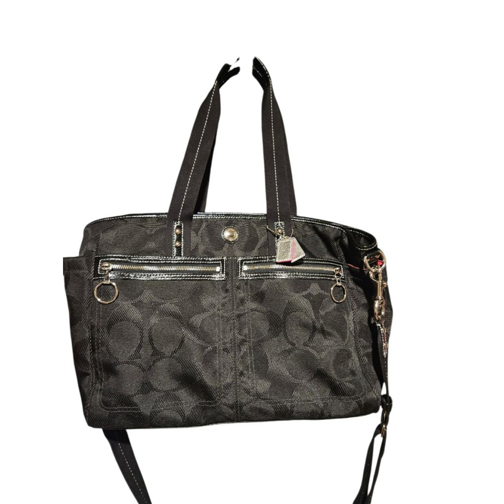 Coach Black Signature Canvas Tote Bag One Size - Picture 14 of 16
